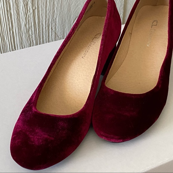 CL by Laundry Velvet Wine Block Heels Round Toe 7M - Picture 6 of 16